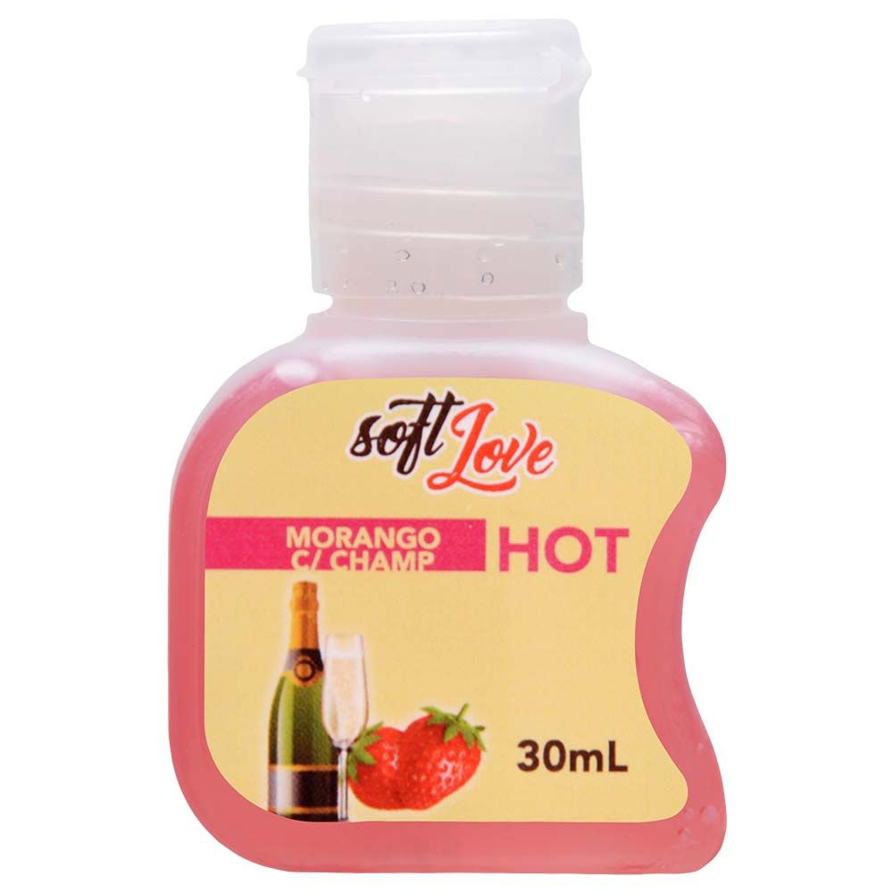 Gel Hot Comestível 30Ml Soft Love Morango com Champanhe - Imagem 2